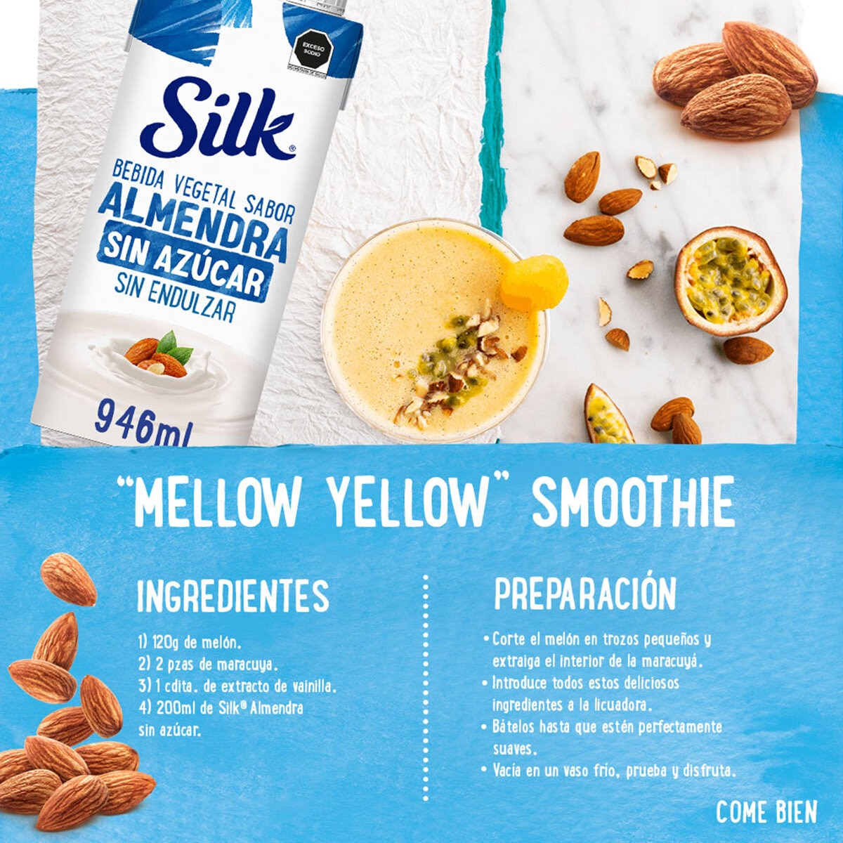 Silk Bebida de Almendra sin Azúcar 6 pzas de 946 ml