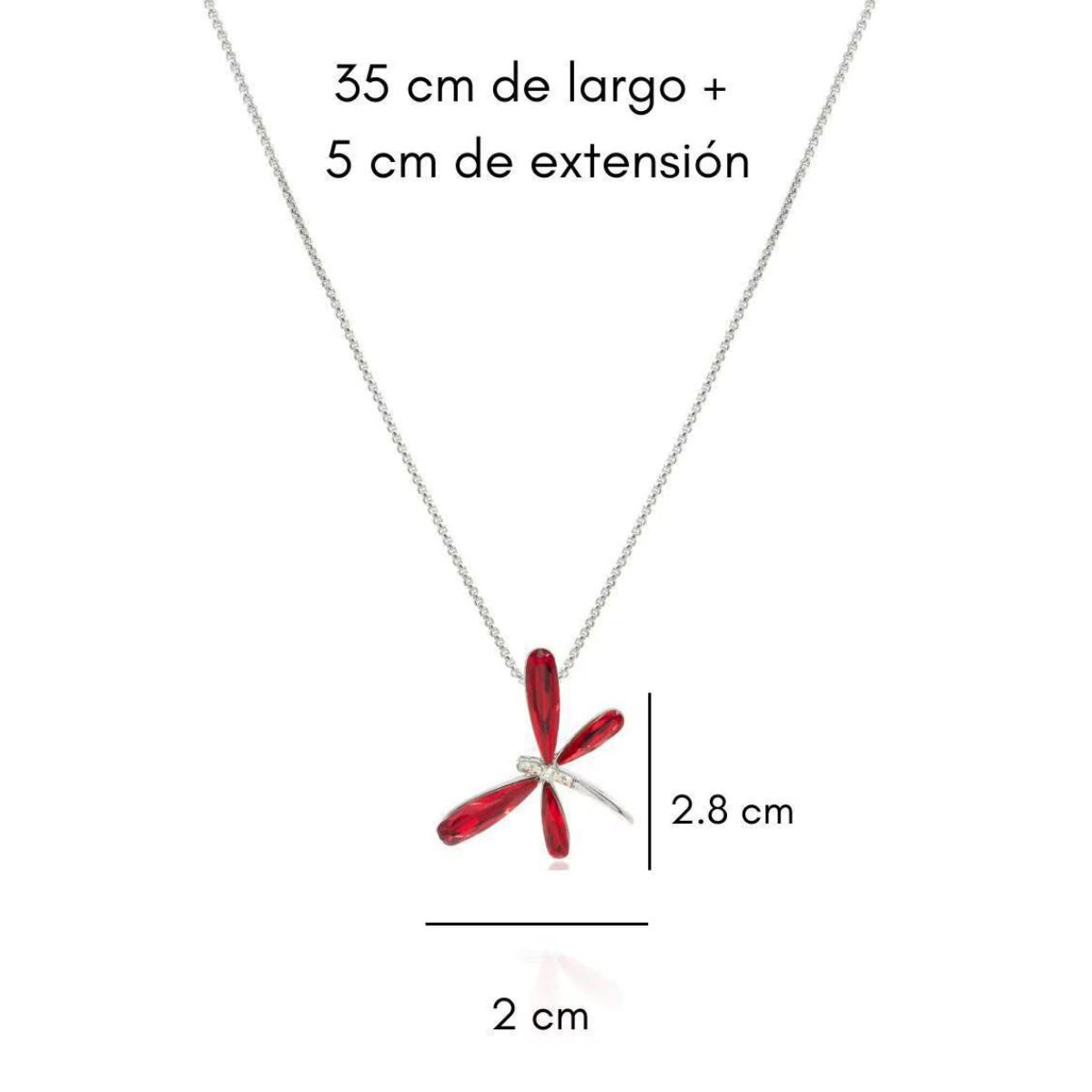 Mayfer, Cadean con Dije de Libélula, Con Cristal Austriaco Color Rojo Mayfer, Cadean con Dije de Libélula, Con Cristal Austriaco Color Rojo