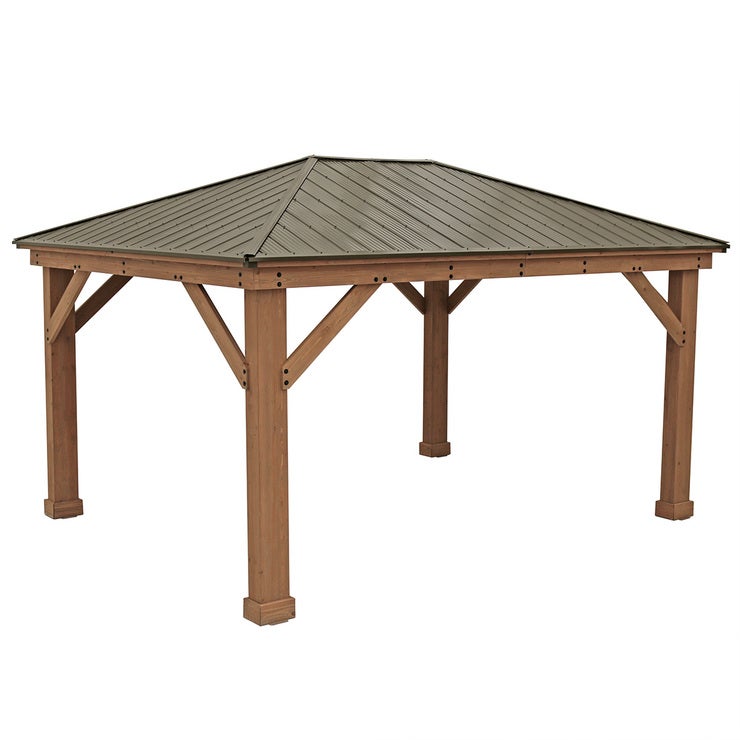 Yardistry Pérgola de Madera con Techo de Aluminio de 3.7m x 4.9m Yardistry Pérgola de Madera con Techo de Aluminio de 3.7m x 4.9m