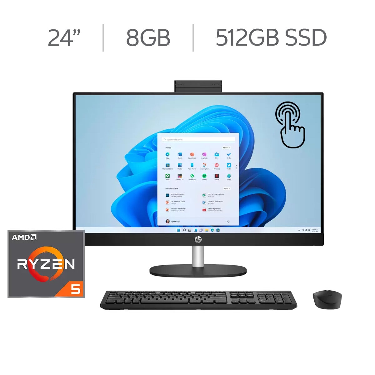 HP All-In-One 24-cr0008la Desktop 23.8" Full HD AMD Ryzen 5 8GB 512GB SSD HP All-In-One 24-cr0008la Desktop 23.8" Full HD AMD Ryzen 5 8GB 512GB SSD