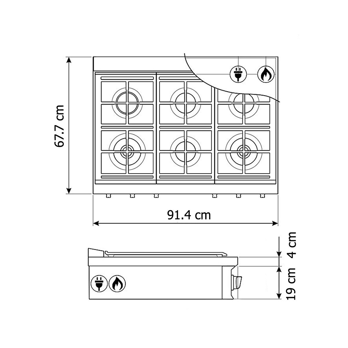 Smeg Parrilla de gas 90cm