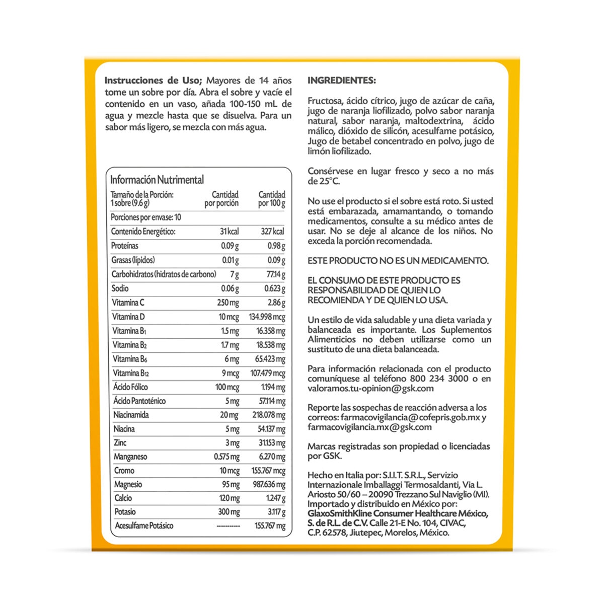 Emergenc con vitamina C, B y antioxidantes 3 cajas de 10 sobres