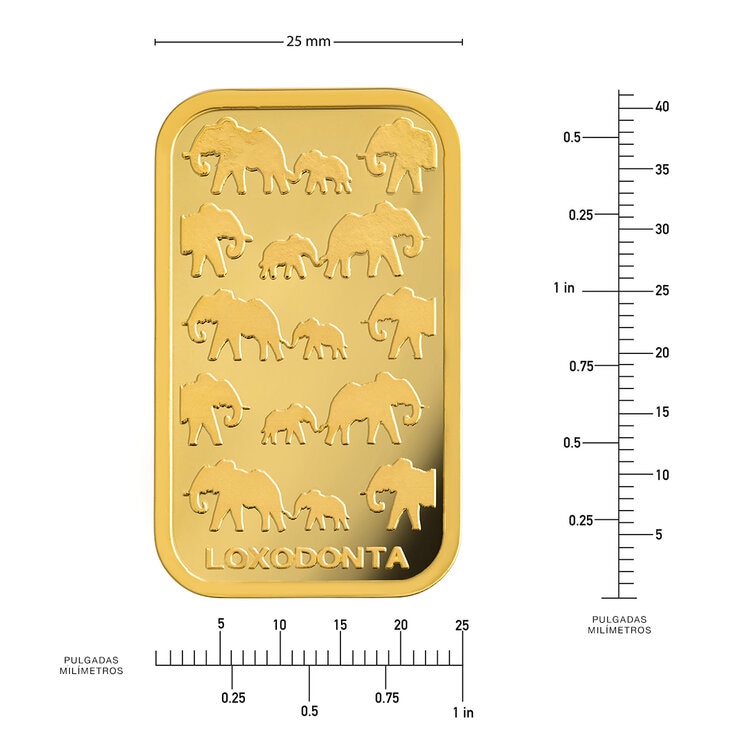 Lingote de Oro 1 oz RAND Elefantes Africanos Lingote de Oro 1 oz RAND Elefantes Africanos
