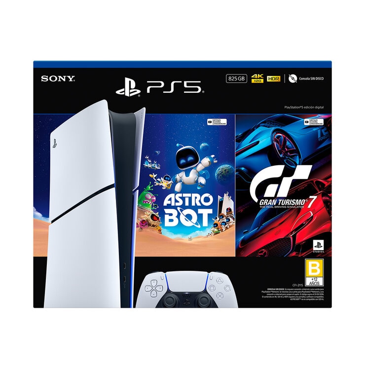 PlayStation 5: Consola Slim Digital de 825GB + 2 Videojuegos + Estación de Carga PlayStation 5: Consola Slim Digital de 825GB + 2 Videojuegos + Estación de Carga
