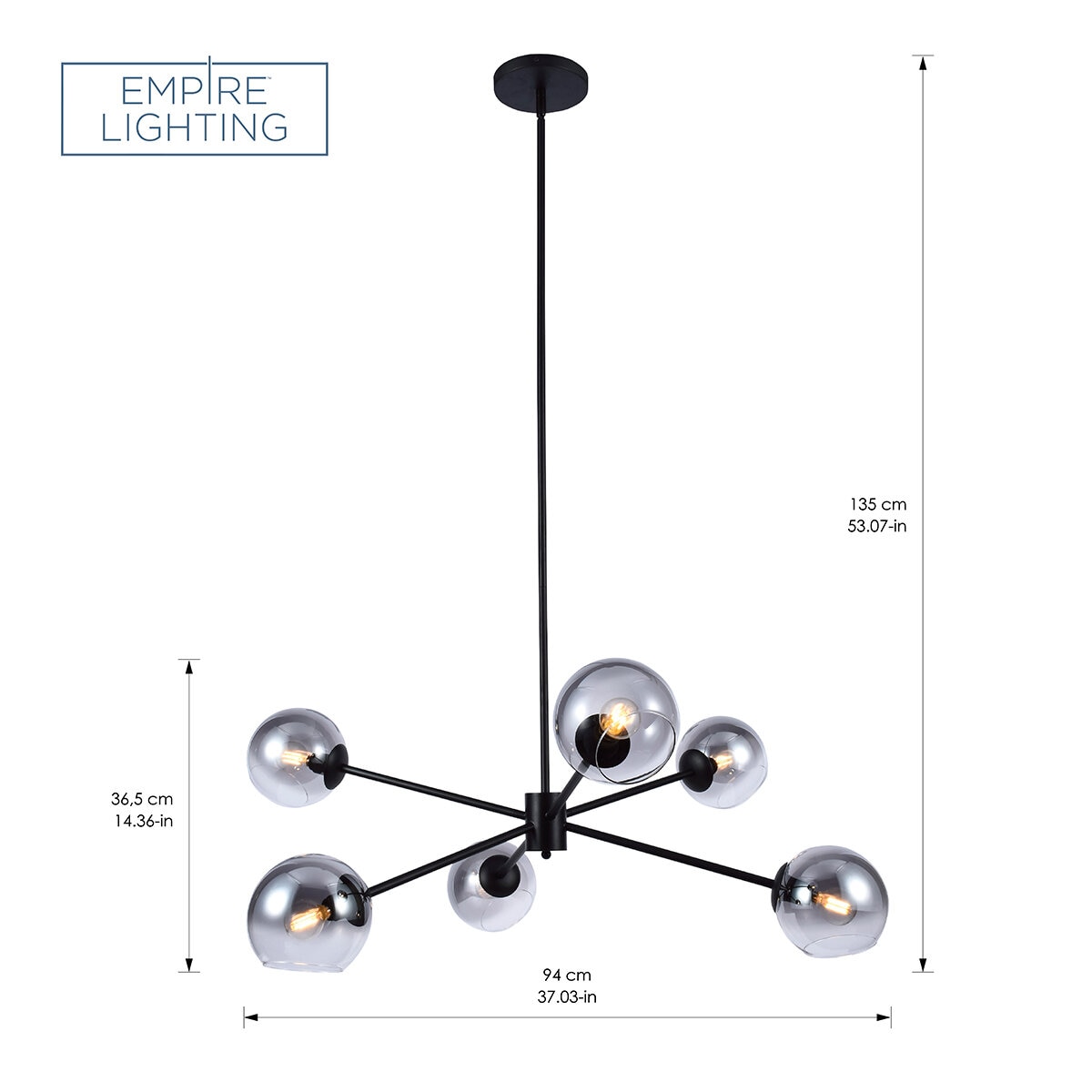 Empire Lighting, Lámpara colgante de 6 Luces Culver