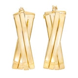 Aretes de Aro Cruzados de Doble Hilera, de Oro Amarillo 14K