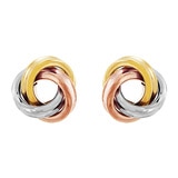 Aretes, Nudo de Amor, Tricolor de Oro 14K