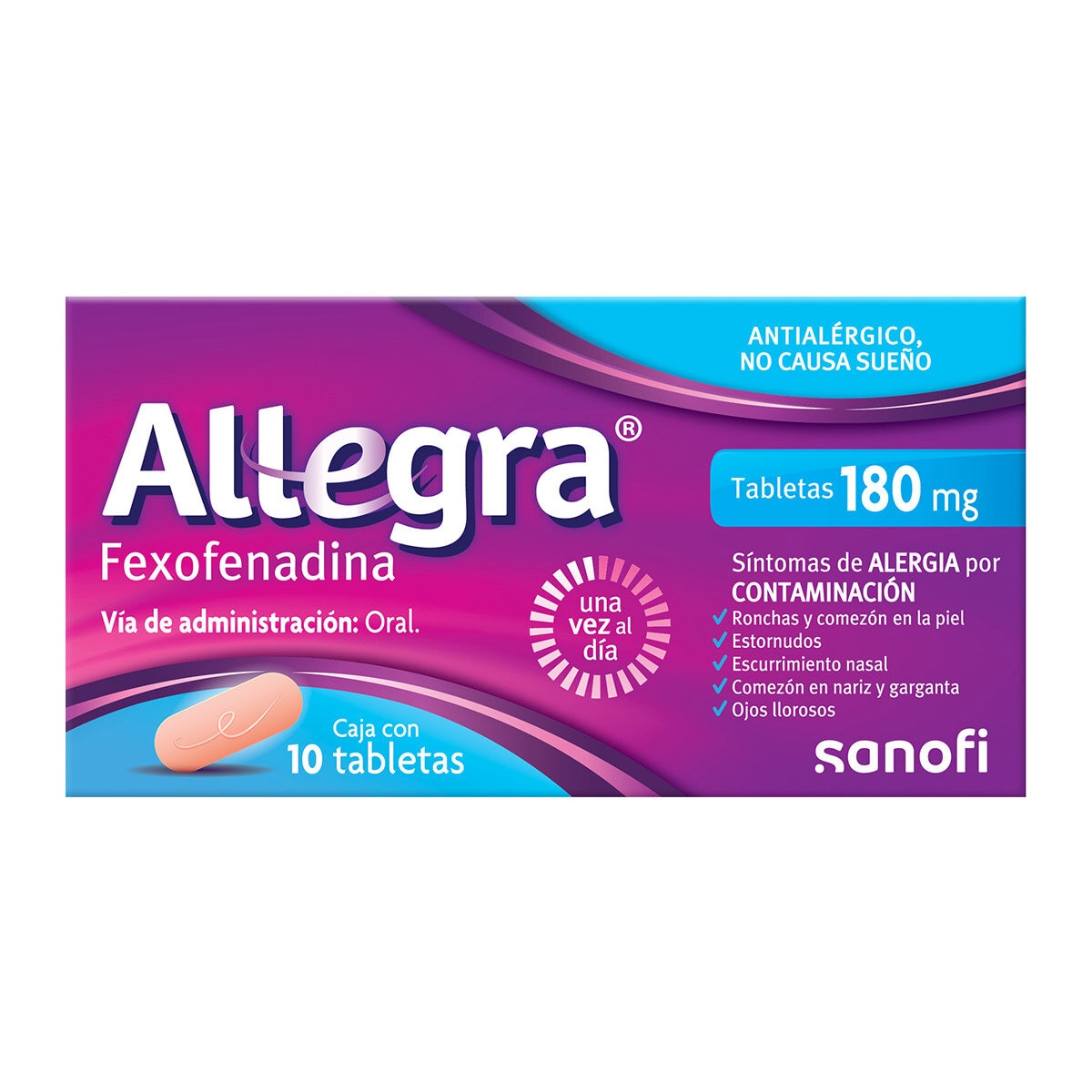 Allegra Tabletas 180mg 2 Cajas de 10 Tabletas c/u Allegra Tabletas 180mg 2 Cajas de 10 Tabletas c/u