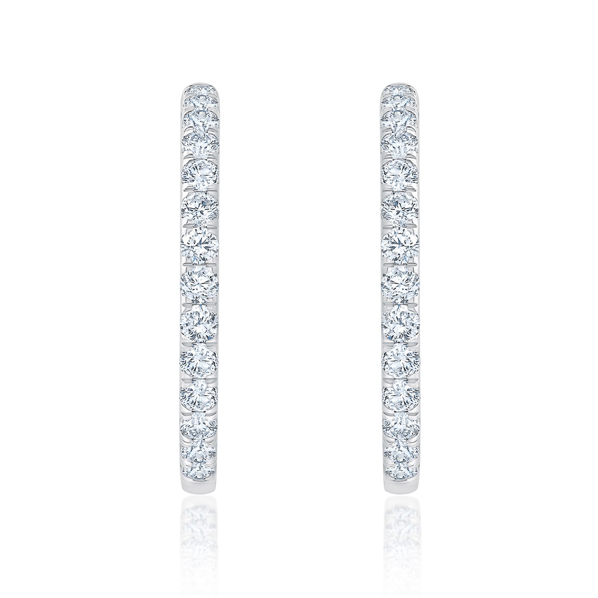 2.00ctw, Arracadas de Diamantes, Corte Redondo, Oro Blanco de 14K