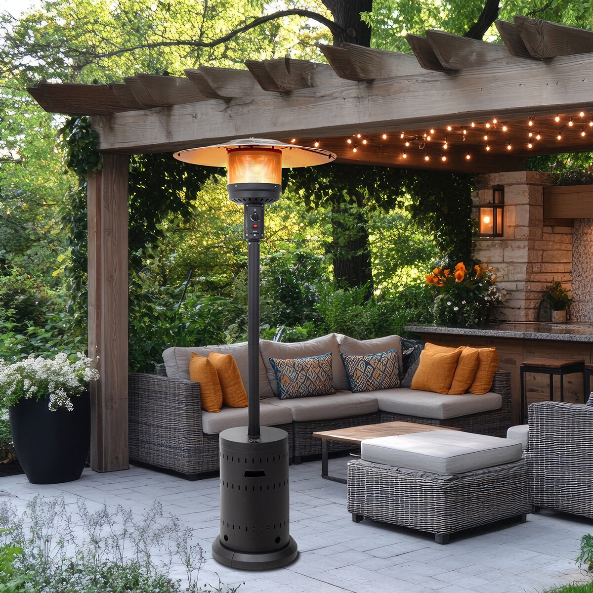 Fire Sense, Calentador de Gas para Exterior Color Negro Fire Sense, Calentador de Gas para Exterior Color Negro