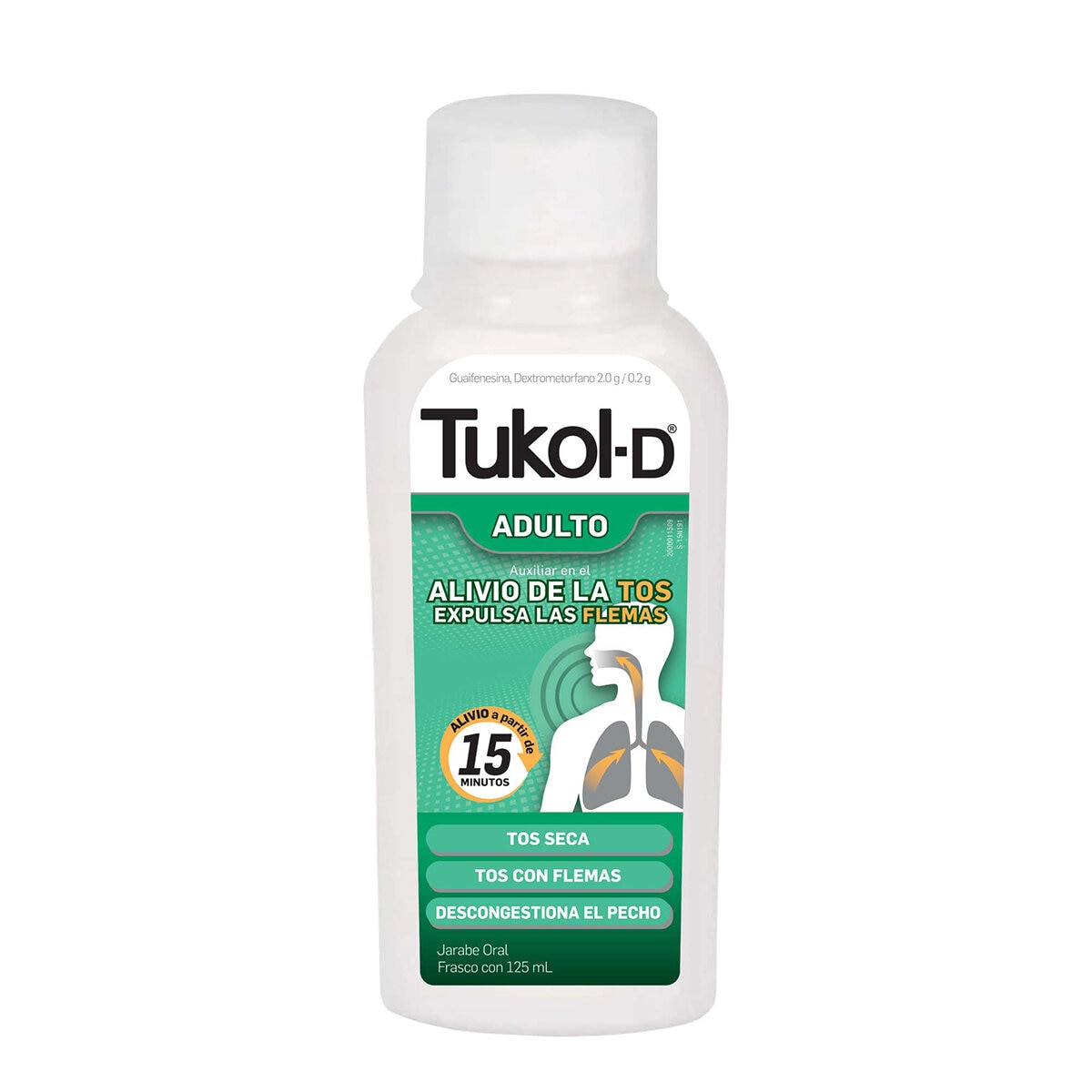 Tukol-D JARABE PARA LA TOS, Adulto, ayuda a descongestionar el pecho y  expulsar la tos sea o con flemas a partir de 15 minutos, frasco 125 ml. :  : Ropa, Zapatos y