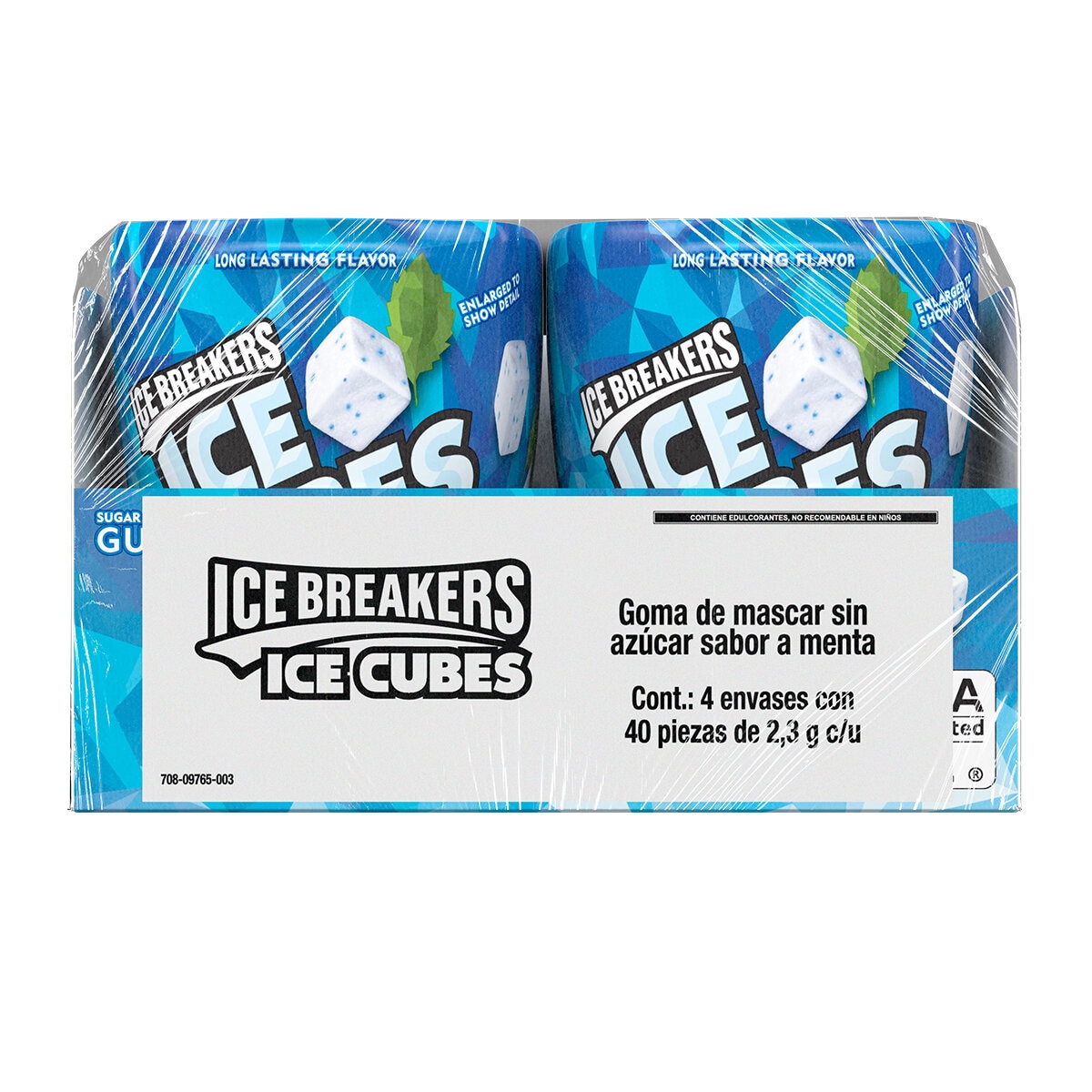 Ice Breakers Ice Cubes Goma de Mascar sin Azúcar Sabor Menta 4/40 pzas