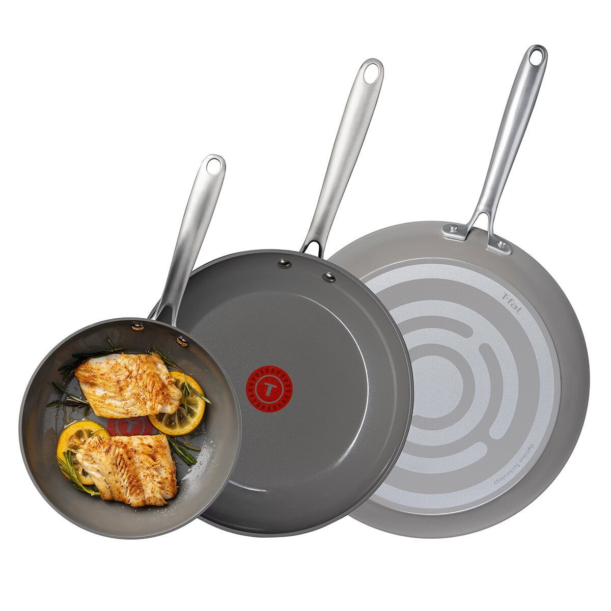 T-FAL Juego de 3 Sartenes de Cerámica con Recubrimiento Antiadherente T-FAL Juego de 3 Sartenes de Cerámica con Recubrimiento Antiadherente