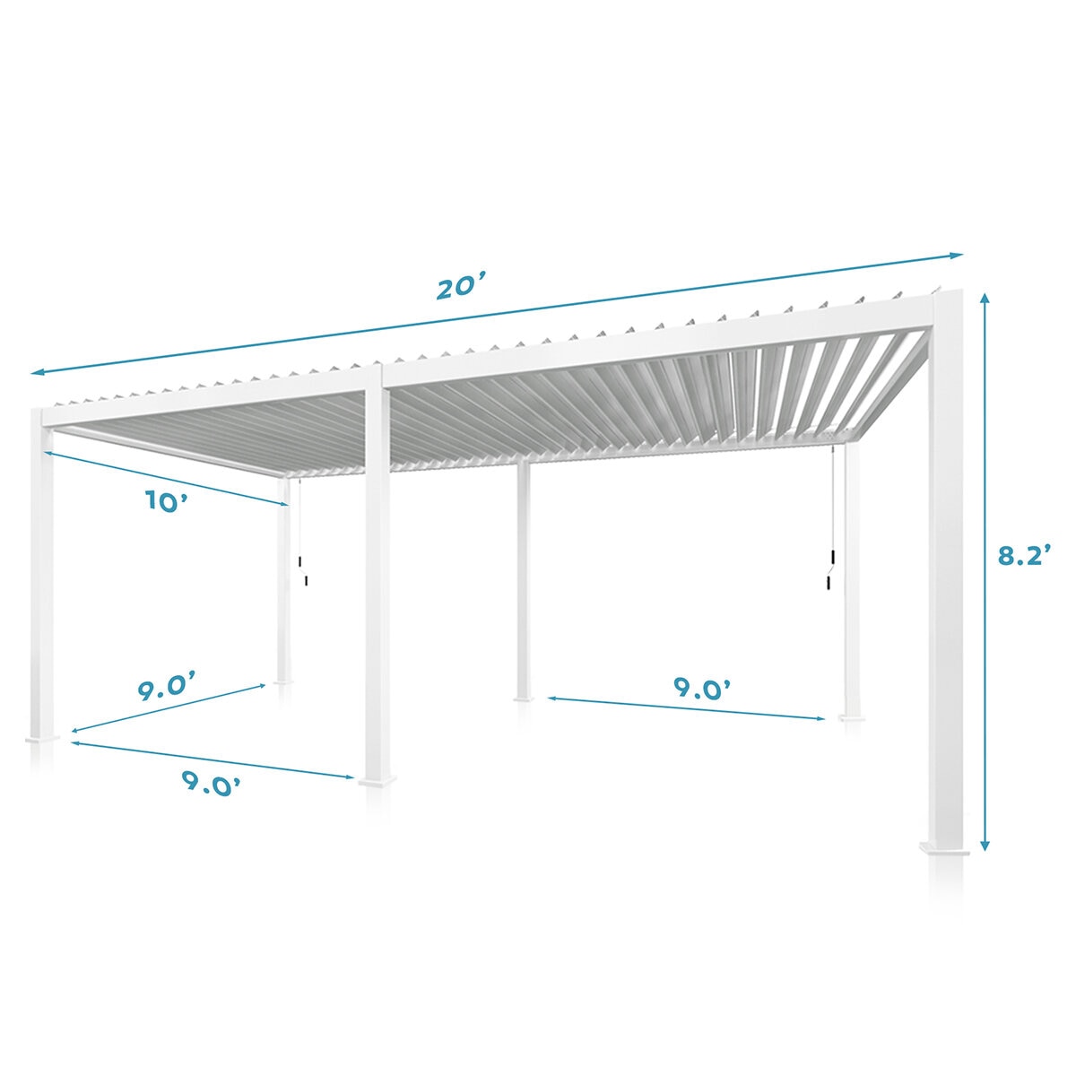 Zhengte, Pérgola de Aluminio de 3m x 6m, Color Blanco Zhengte, Pérgola de Aluminio de 3m x 6m, Color Blanco