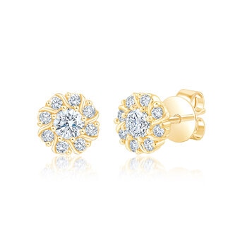 Aretes, 0.48ctw Diamantes, Oro Amarillo de 14K Aretes, 0.48ctw Diamantes, Oro Amarillo de 14K