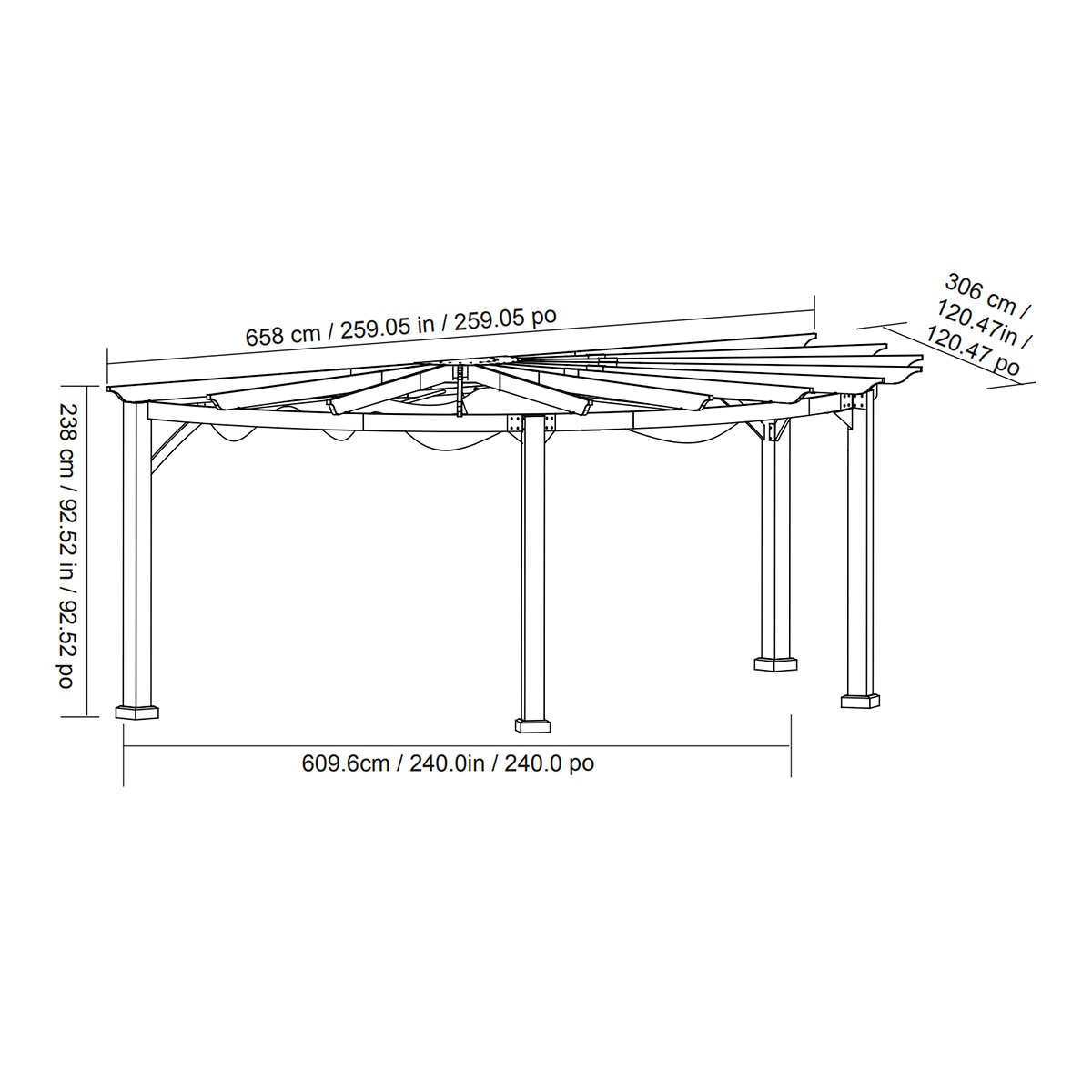 Shandong, Pérgola Semicircular Iris de 3m x 6.1m