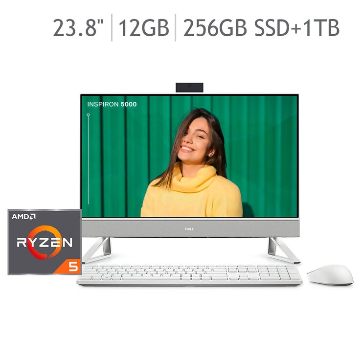 Dell AIO Inspiron 23" 5415 AMD Ryzen™ 5, 12 GB RAM, 256G SSD + 1TB HDD, FHD, Windows 11