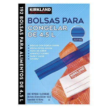 Kirkland Signature Bolsas para Congelar Alimentos 192 pzas de 4.5 l Kirkland Signature Bolsas para Congelar Alimentos 192 pzas de 4.5 l