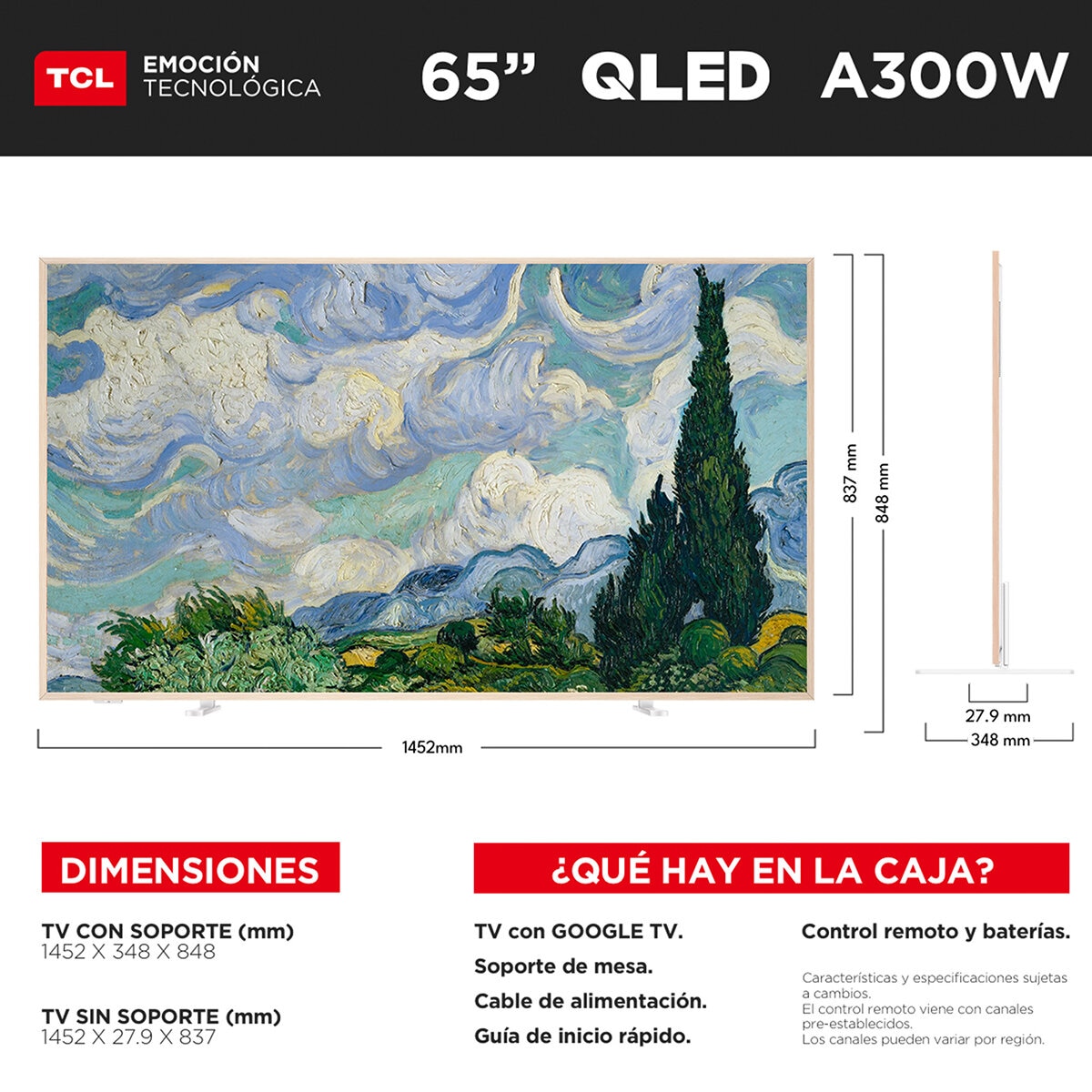 TCL Pantalla 65" QLED 4K NXTVISION Google TV TCL Pantalla 65" QLED 4K NXTVISION Google TV
