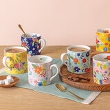 Over&Back Juego de 6 Tazas de Cerámica Florales de 414 mL Over&Back Juego de 6 Tazas de Cerámica Florales de 414 mL