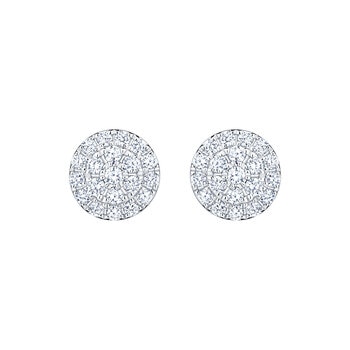 Aretes de Diamantes, 0.30ctw, Corte Redondo, Oro Blanco de 14Kt