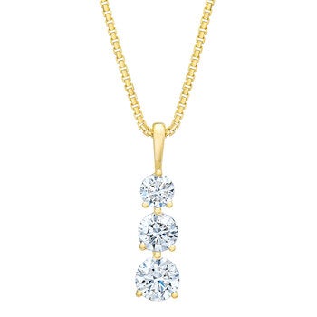 Dije de 3 Diamantes 1ct, Oro Amarillo 14k Dije de 3 Diamantes 1ct, Oro Amarillo 14k