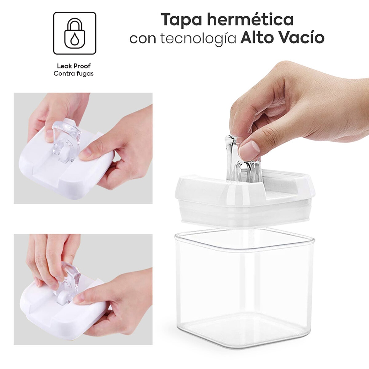 AG, Set de 7 contenedores para cocina con tapa hermética, Tapa Color Blanco