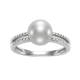 Anillo de Perla Cultivada, Oro Blanco de 14K Anillo de Perla Cultivada, Oro Blanco de 14K