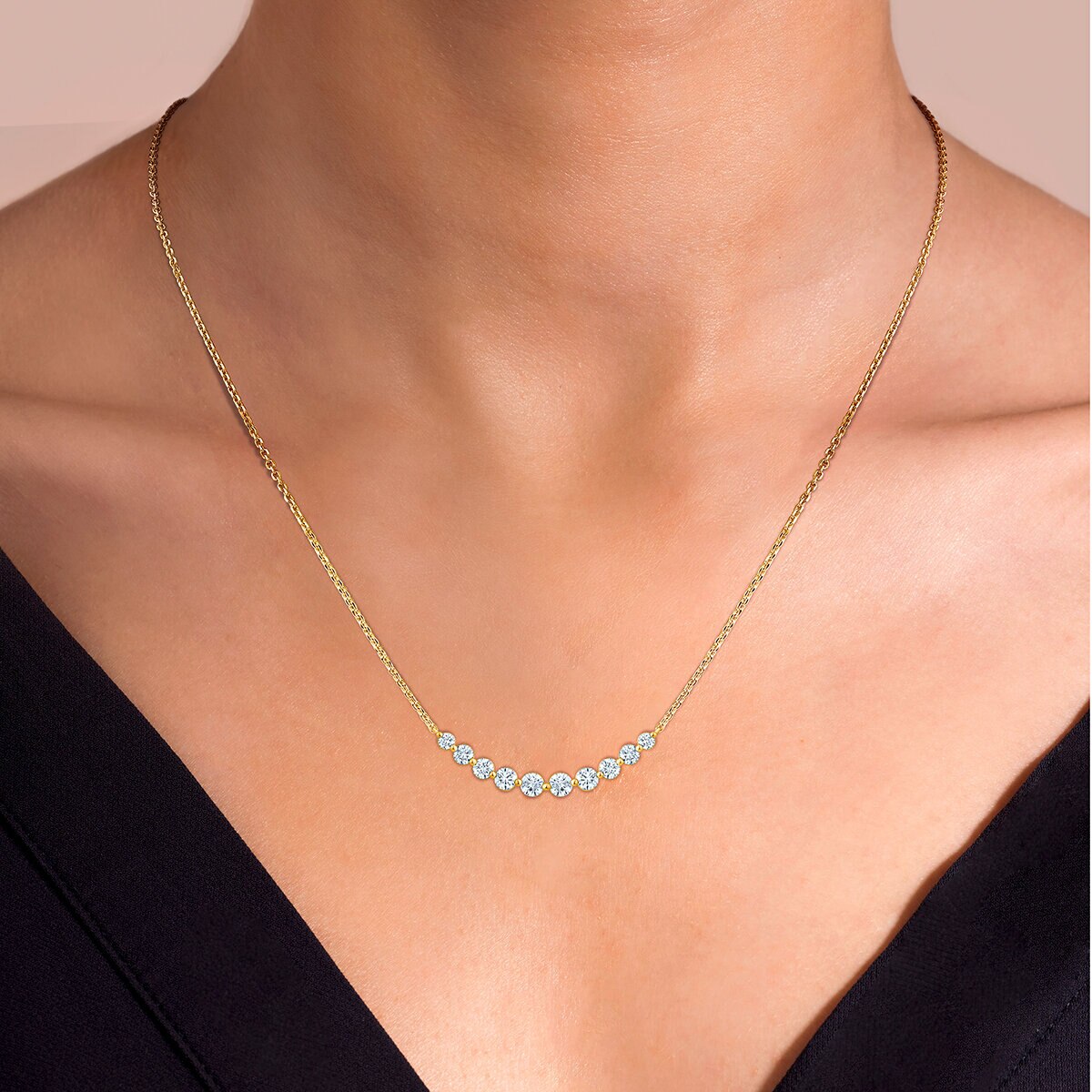 Collar de Barra de Diamantes 1.00ctw, Oro Amarillo 14K Collar de Barra de Diamantes 1.00ctw, Oro Amarillo 14K