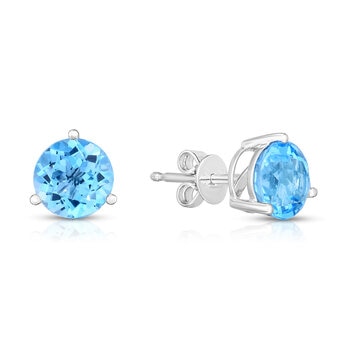 Aretes de Topacio Azul Claro, Oro Blanco de 14kt Aretes de Topacio Azul Claro, Oro Blanco de 14kt
