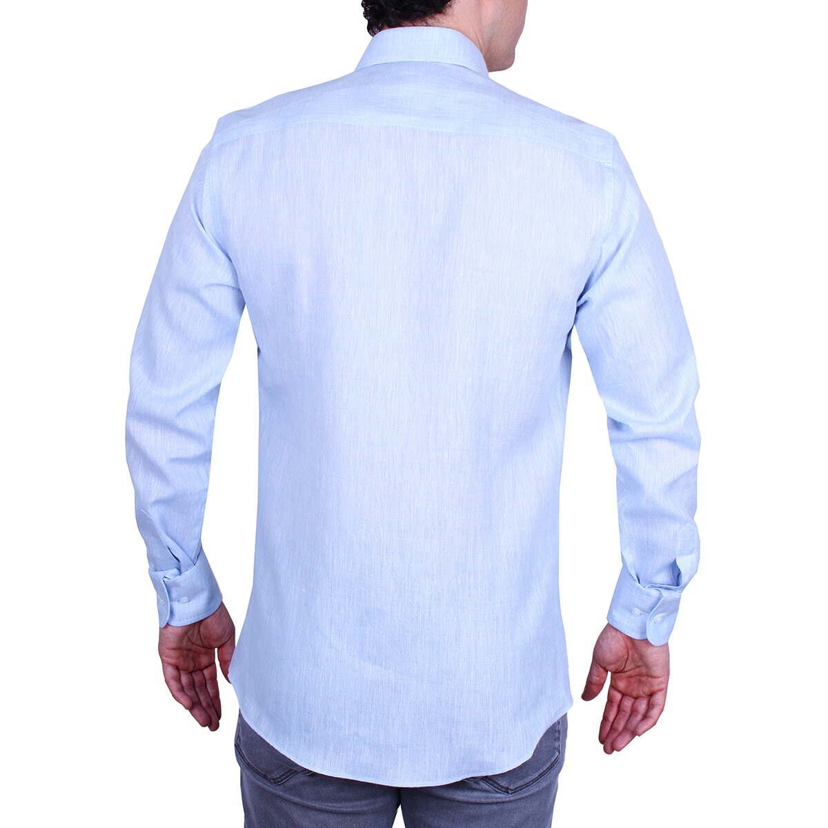 Emporio Colombo, Camisa de Lino para Caballero Corte Regular/Slim en Varias Tallas, Color Azul Cielo