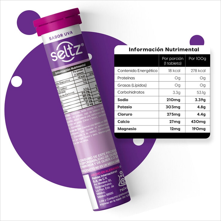 Seltz Electrolitos 3 Tubos de 13 Tabletas Efervescentes c/u Sabor Uva Seltz Electrolitos 3 Tubos de 13 Tabletas Efervescentes c/u Sabor Uva