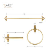 15West, Set de Accesorios para Baño Broadway - Oro Cepillado