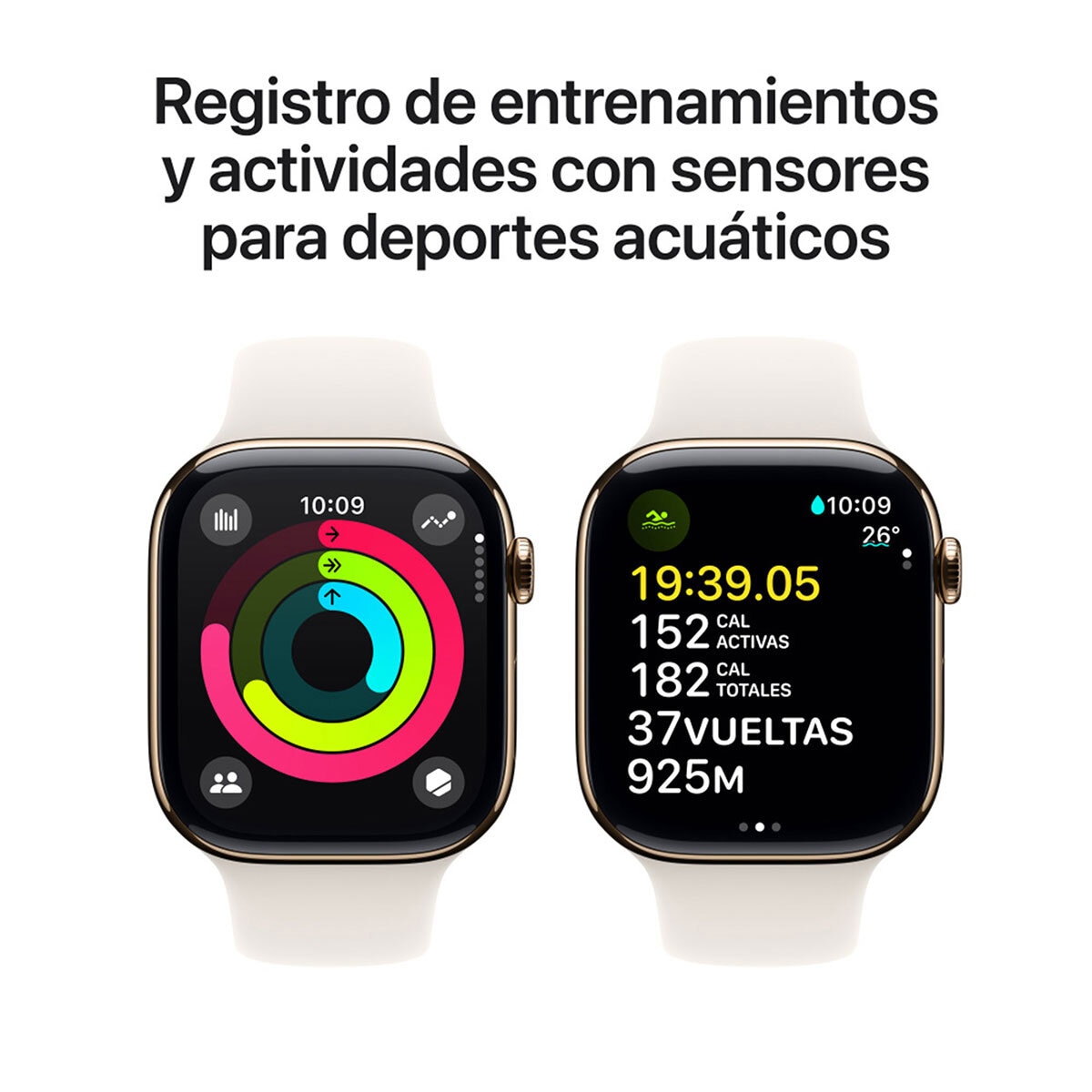 Apple Watch S10 (GPS + Cellular) Caja de titanio oro 46mm con correa deportiva blanco estrella M/L