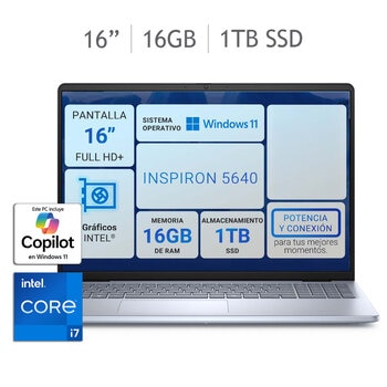 dell inspiron 5640 laptop 16" táctil full hd+ 16gb 1tb ssd