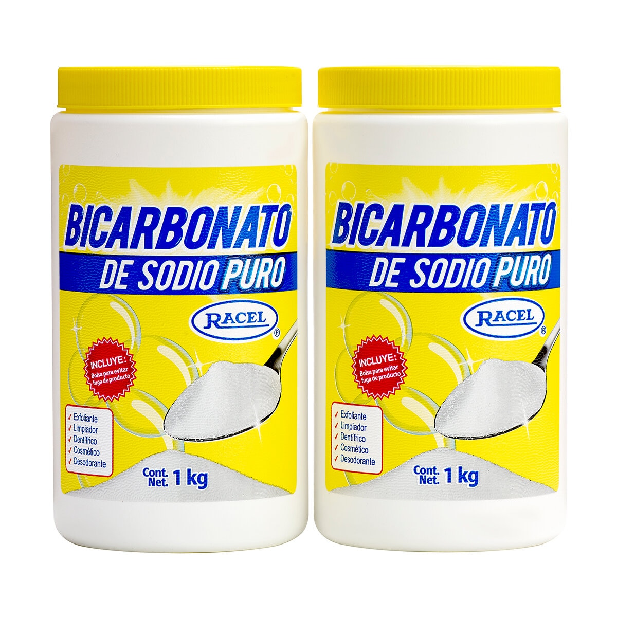 Racel Bicarbonato de Sodio 2 Botes de 1 kg c/u Racel Bicarbonato de Sodio 2 Botes de 1 kg c/u
