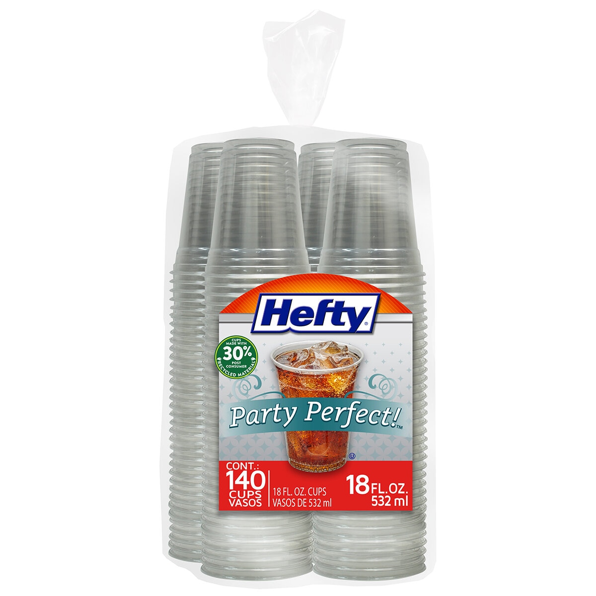 Hefty Vasos de Plástico Transparentes 140 pzas de 532 ml Hefty Vasos de Plástico Transparentes 140 pzas de 532 ml