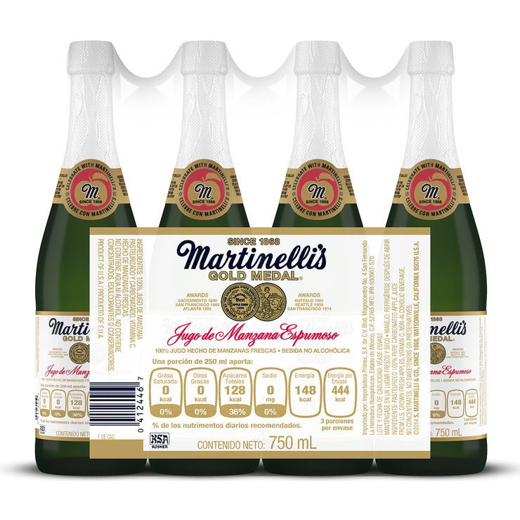 Martinelli´s jugo de manzana espumoso 4 botellas de 750ml Martinelli´s jugo de manzana espumoso 4 botellas de 750ml