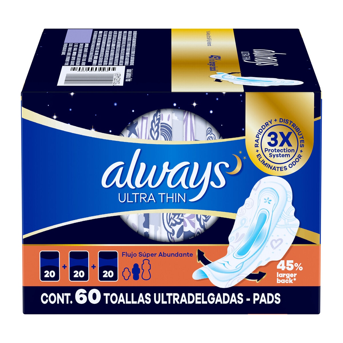 Always Toallas Femeninas Nocturna Ultrafinas 60 piezas