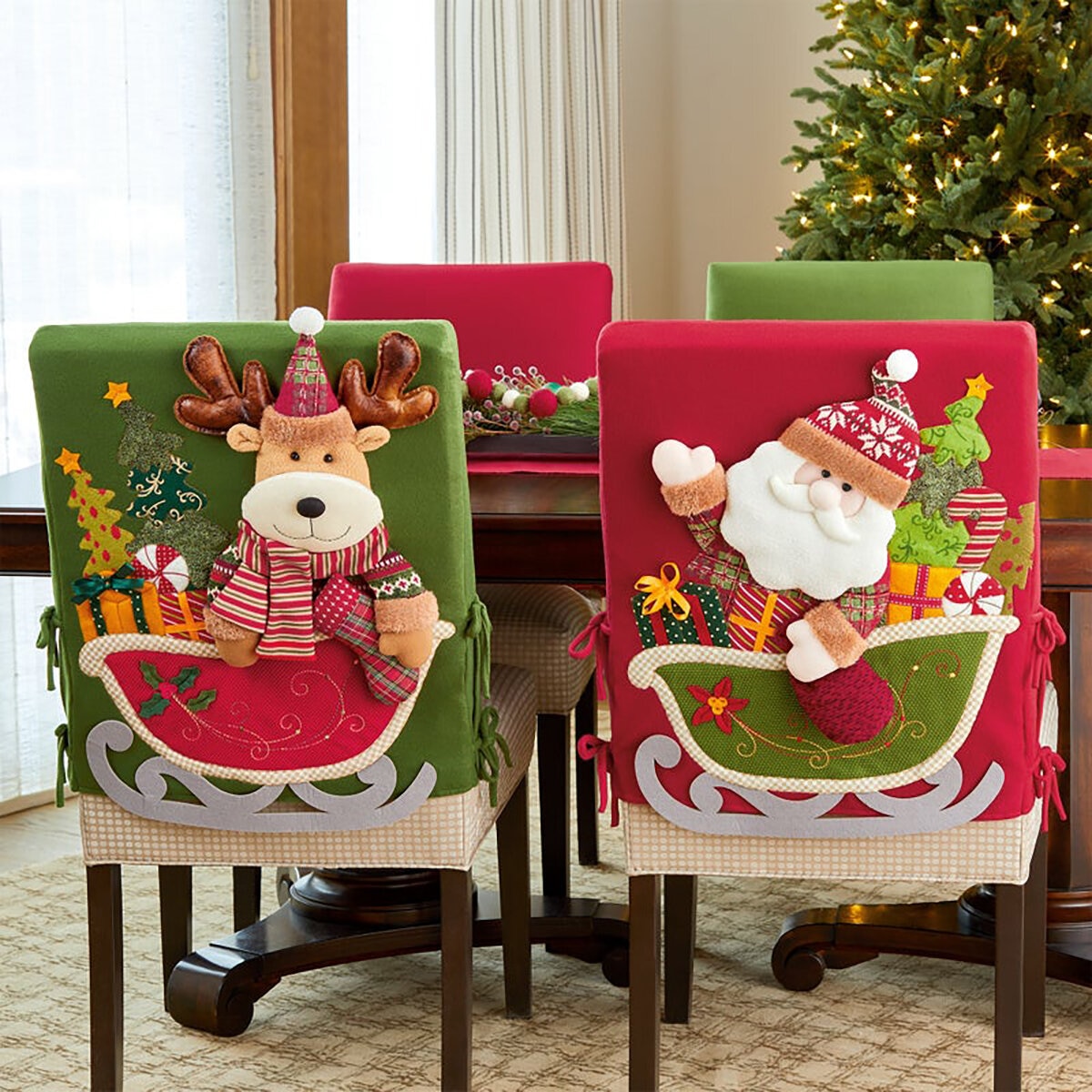 Modelos disponibles en paquetes de 6 forros para sillas Navideños 🤗🎅