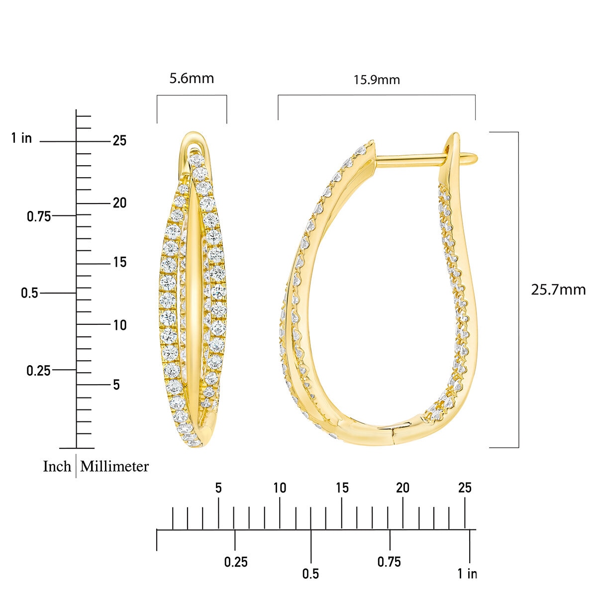 Aretes de Diamantes, 1.00ctw, Oro Amarillo de 14K