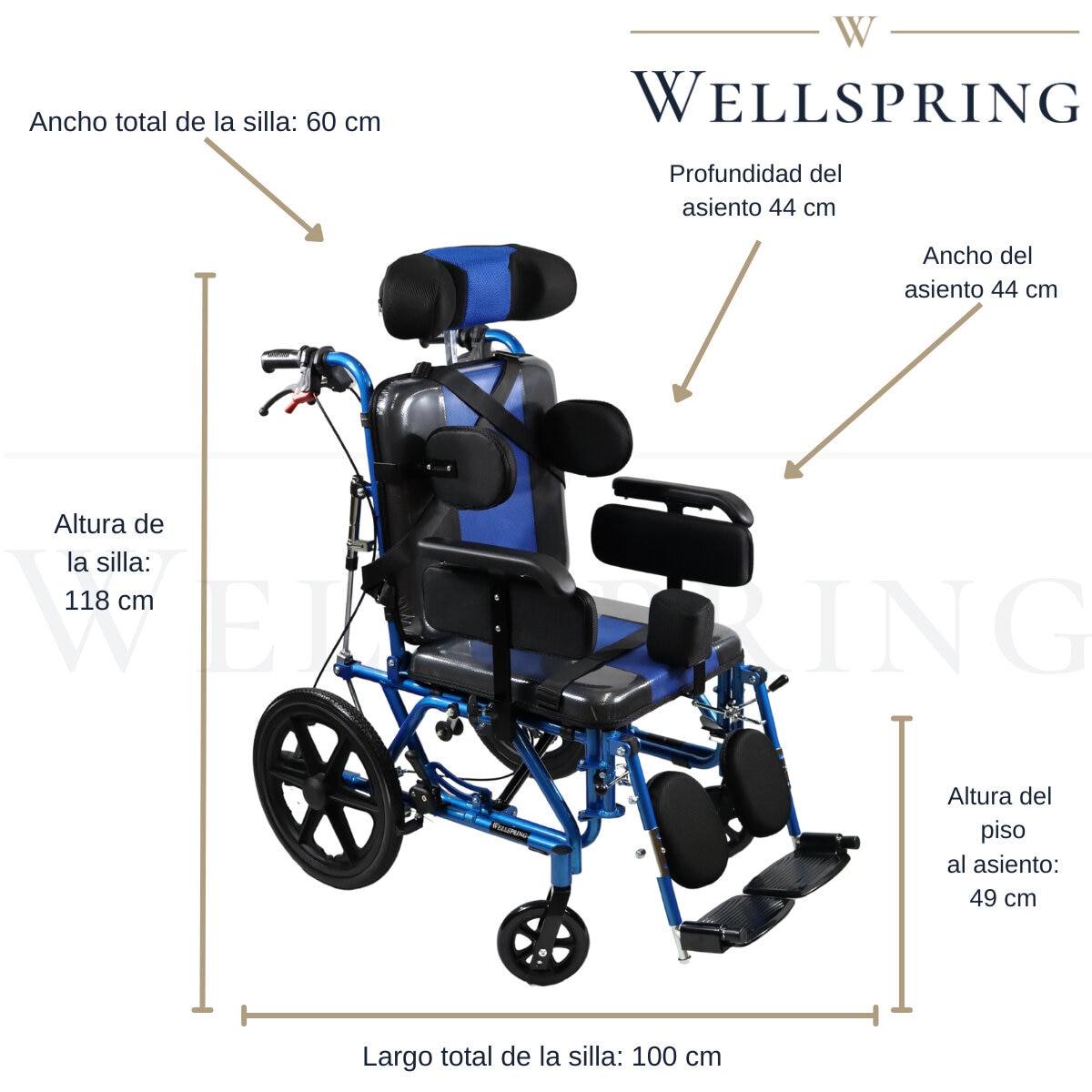 Wellspring Silla De Ruedas Para Parálisis Cerebral Infantil 44 cm