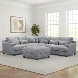 Aiden & Ivy, Seccional Fijo de Tela de 4 Piezas y Otomano Aiden & Ivy, Seccional Fijo de Tela de 4 Piezas y Otomano