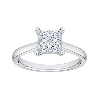 Anillo Compuesto de Diamantes 0.59ctw, Oro Blanco 14K Anillo Compuesto de Diamantes 0.59ctw, Oro Blanco 14K