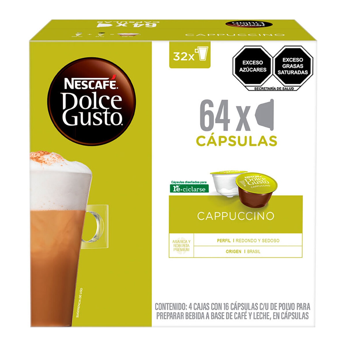 96 Cápsulas Café Nescafe Dolce Gusto Chococino Bebida Leche Y