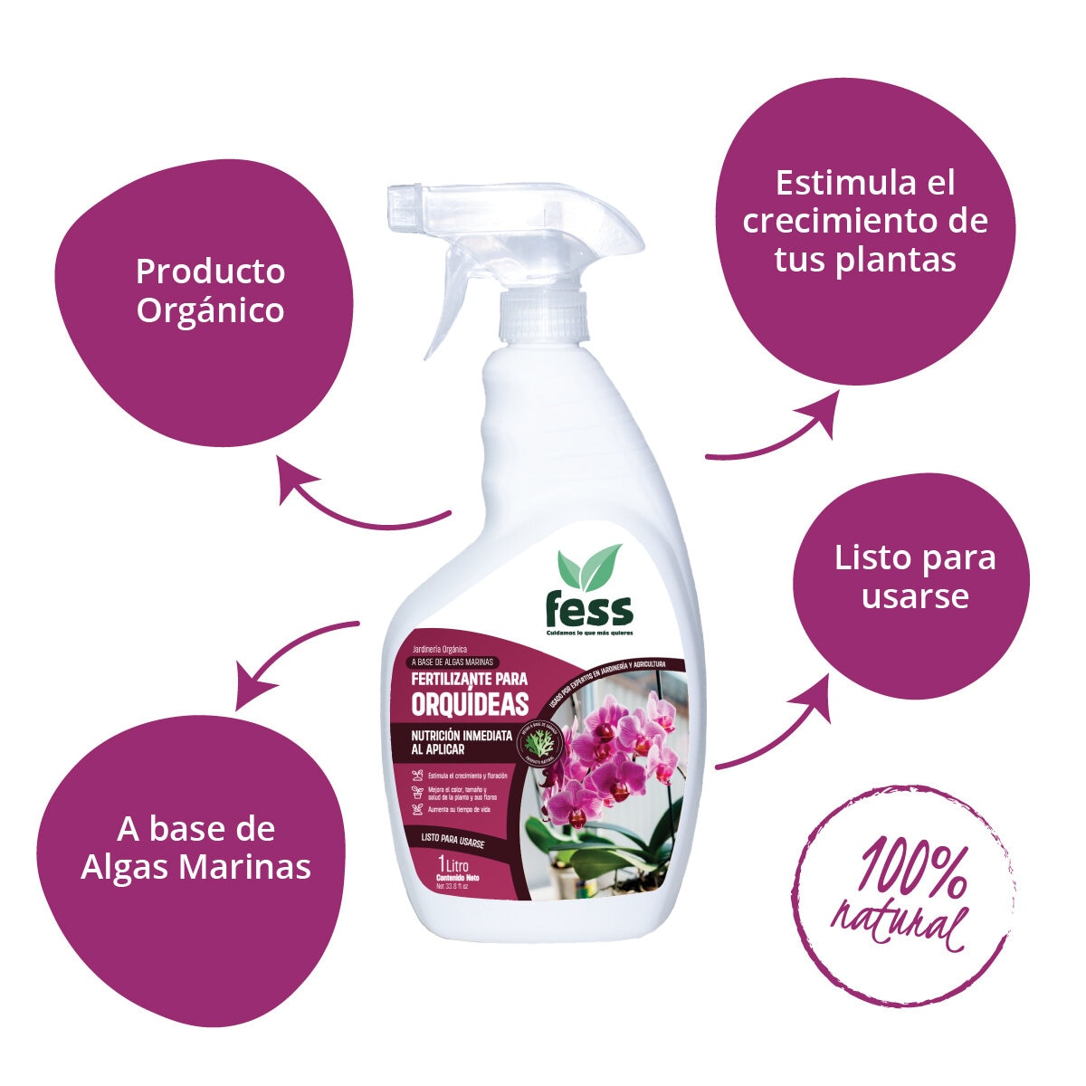 Fess, Fertilizante Orgánico para Orquídeas, 2 Litros Fess, Fertilizante Orgánico para Orquídeas, 2 Litros