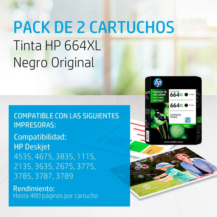 HP664 XL Cartucho de Tinta Negro HP664 XL Cartucho de Tinta Negro