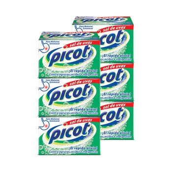 Picot Sal de Uvas Bicarbonato de sodio, Ácido tarárico, Ácido cítrico 6 pzas de 10 Sobres Picot Sal de Uvas Bicarbonato de sodio, Ácido tarárico, Ácido cítrico 6 pzas de 10 Sobres