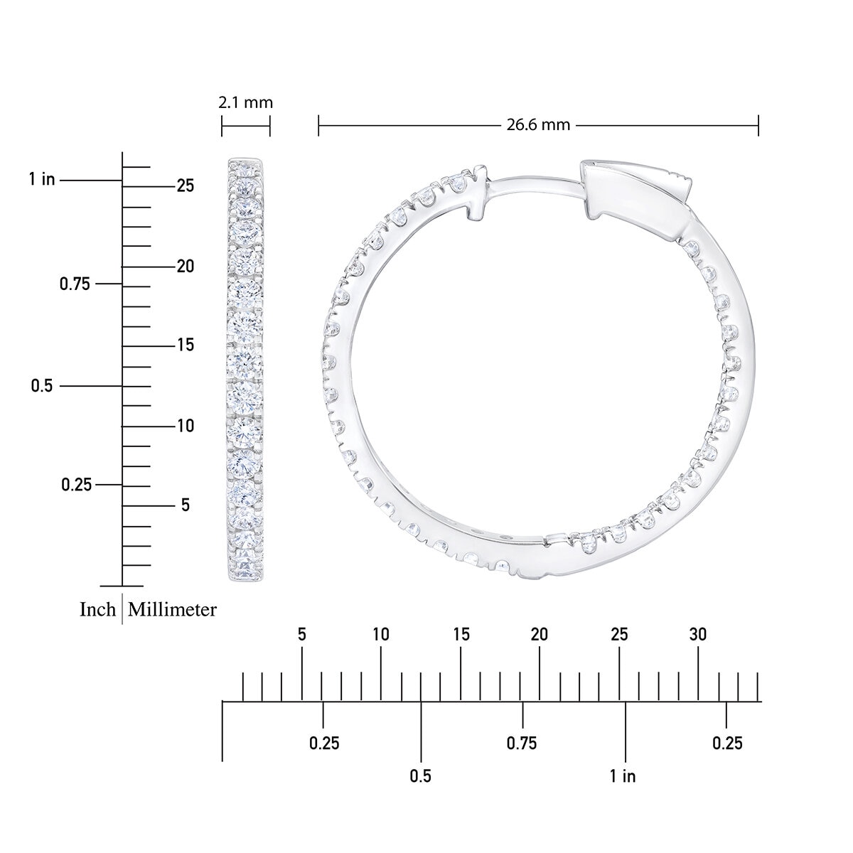 1.50ctw, Arracadas de Diamantes, Corte Redondo, Oro Blanco de 14K