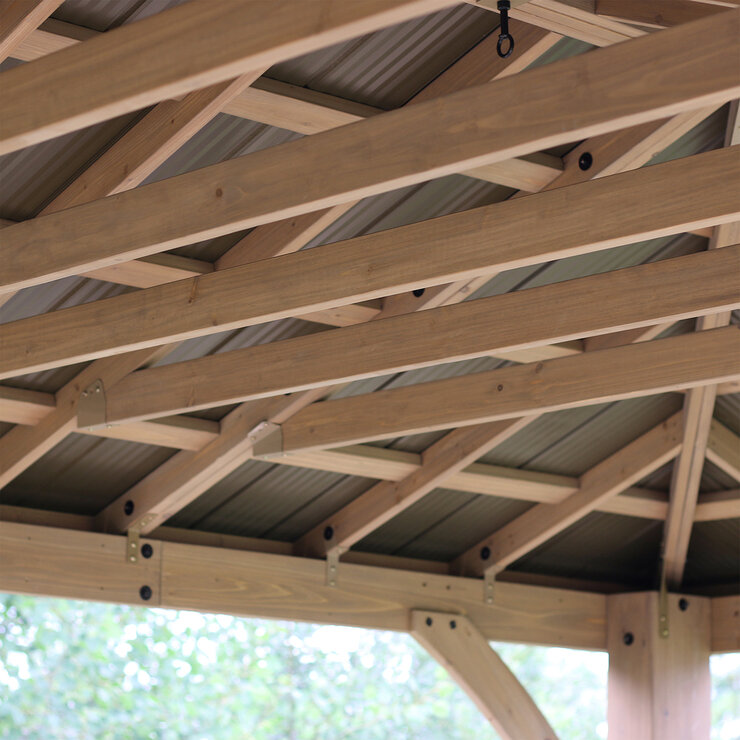 Yardistry, Pergola de Madera con Techo de Aluminio de 3.65 m x 6.09 m Yardistry, Pergola de Madera con Techo de Aluminio de 3.65 m x 6.09 m